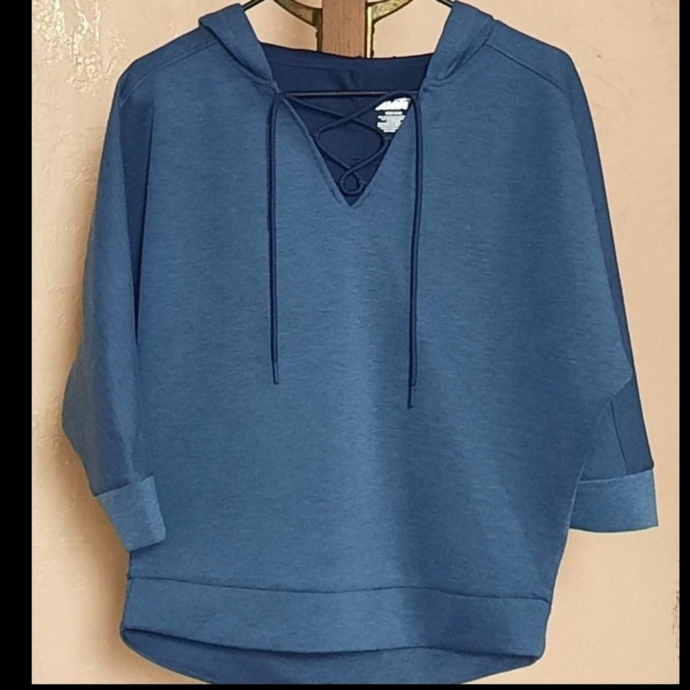 🙌Women's Avia Hoodie Lace Up Front Cropped Sleeves, Blue, Activewear, Small 4-6